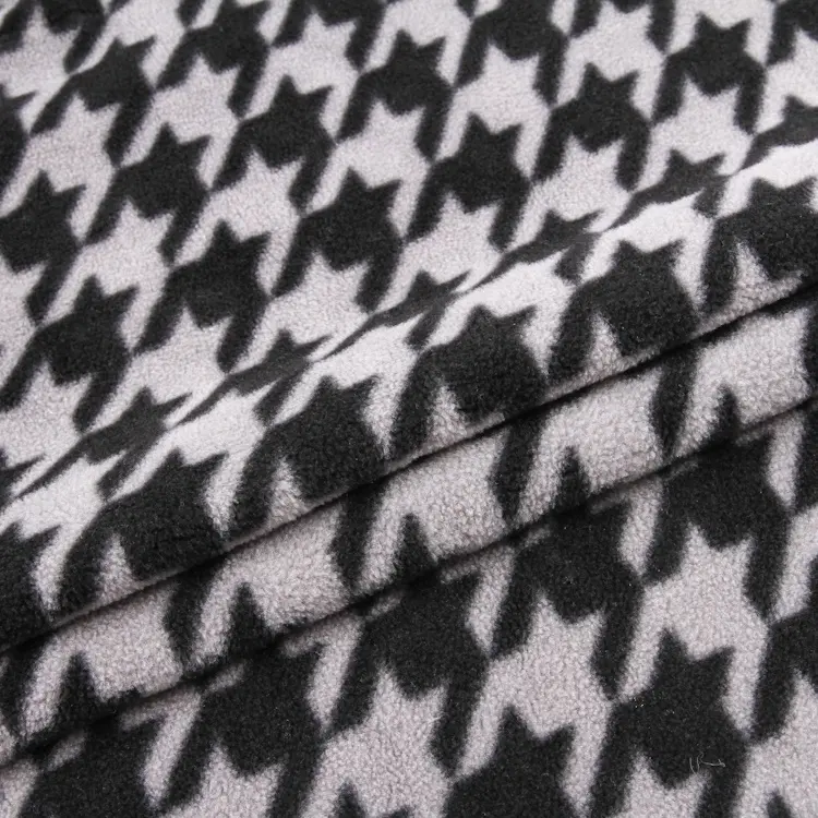 Irregular pattern fashion design printed warm anti pilling polar fleece fabric for shawl