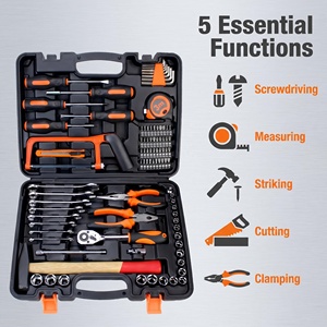 Kit d'outils de réparation domestique professionnel de <span class=keywords><strong>91</strong></span> pièces avec jeu de clés à cliquet et boîte de rangement pour l'entretien de la maison et les projets de bricolage - Product Image 1