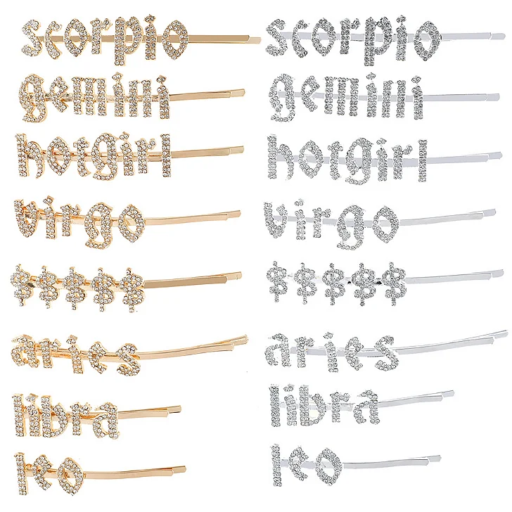 Заколка для волос с буквами алфавита и стразами