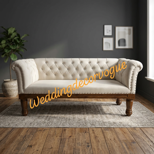 Indian Supplier Vintage Wooden White Sectional Sofa Furniture Living Room Rattan Sofa Set Lounge Couch for Sale Export - Product Image 2