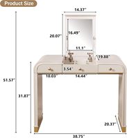 Bureau de toilette classique en bois avec miroir rabattable, coiffeuse 3-en-1, coiffeuse avec 2 tiroirs et espace de rangement