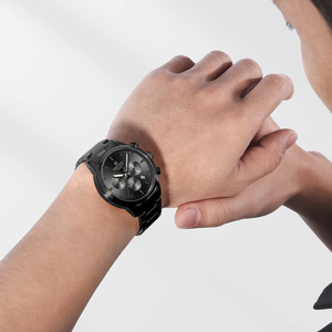 NAVIFORCE 8076 Orologio da <span class=keywords><strong>Uomo</strong></span> con Quadrante Nero da 42 mm in <span class=keywords><strong>Acciaio</strong></span> Inossidabile, <span class=keywords><strong>Cronografo</strong></span>, Produzione di Orologi con Etichetta Privata in Cina - Product Image 3