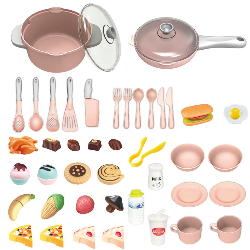 47 PCS Modern European Style Mini Cooking Play Toy Kitchen Play Set for Kids