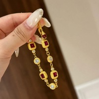 Nouveau Bracelet Rétro Chinois de Luxe 2026 avec Diamants Carrés et Ronds en Rubis, Ensemble de Bijoux Premium et Raffinés