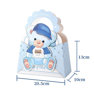 Boîte à bonbons jetable sur le thème de <span class=keywords><strong>l</strong></span>'ours en peluche, boîte cadeau pour fête d'anniversaire de bébé, emballage avec ruban, fermeture magnétique, poignée, carton alimentaire - Product Image 2