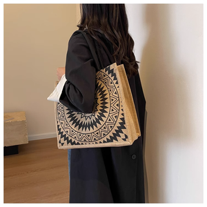 <strong>Custom</strong> <strong>Printed</strong> <strong>Jute</strong> <strong>Tote</strong> <strong>Bag</strong> Suction Buckle Design Large Capacity Waterproof Feature Featuring Cartoon Pattern Cotton Rope - Product Image 6