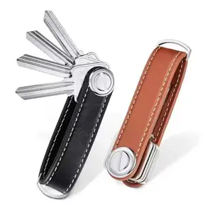 Wholesale Good Quality Expandable Genuine Leather Key Holder For Business Gift