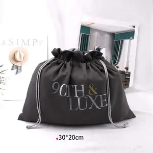 Reusable Suede Satin Lining Dust Shopping Bag For Handbag Custom Logo Printed Drawstring Shoe Gift Packaging Suede Pouch