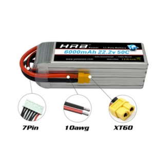 HRB <span class=keywords><strong>6s</strong></span> 22.2V 6000mAh 50C LiPo แบตเตอรี่ XT60 EX5 XT90สำหรับรถบังคับวิทยุ UAV ชิ้นส่วนโดรน - Product Image 2