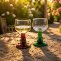 Verres à vin à pied côtelé faits main SUNYO, gobelets en verre coloré pour mariage, fête, bar et usage domestique