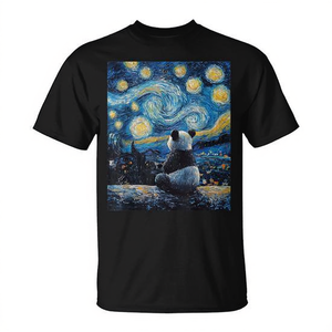 Camiseta con gráfico de la noche estrellada estilo Van Gogh de Cute Panda Bear - Product Image 2