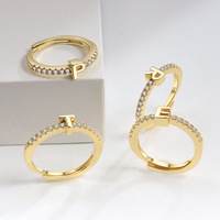 Mode 18K Or 925 Argent Sterling Lettre Initiale Anneau Réglable Dernière Conception diamant A-Z Lettre Anneaux pour Femmes Bijoux