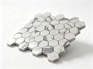 Carrelage hexagonal en marbre blanc Calacatta, finition mate, imperméable, pour sol de salle de bain - Product Image 2