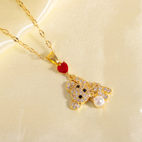 Collier en acier inoxydable plaqué or, résistant à la corrosion et à l'eau, avec motif d'ours, tendance sur TikTok, de la marque Fanhua Jewelry