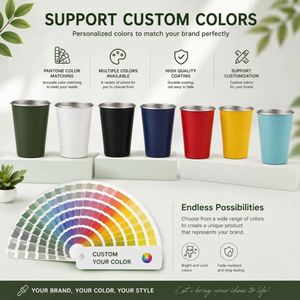 Taza Apilable de Acero Inoxidable de 350ml/500ml (12oz/17oz) para Promoción, con Logotipo Personalizado, de Pared Simple, para Camping, Venta al Por Mayor - Product Image 6