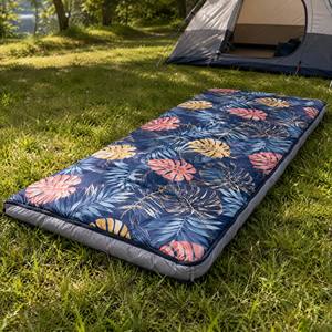 Tropical Leaf Printed Quilted Sleep Bag Full Zipper Design Foldable Portable for <b>Camping</b> Self-driving Tour Tent Indoor Rest - Product Image 3