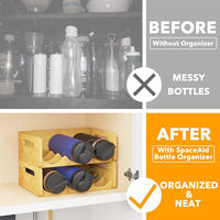 Organisateur de bouteille d'eau en bambou avec support de stockage d'étiquettes bouilloire de sport de bureau support de stockage de tasse à 2 couches