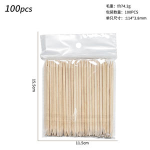 Lime <span class=keywords><strong>à</strong></span> ongles jetable <span class=keywords><strong>de</strong></span> haute qualité, outil pousse-cuticules, bâtonnet en <span class=keywords><strong>bois</strong></span> double extrémité, acier inoxydable pour manucure, orange, manucure - Product Image 5