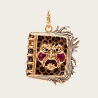 Pendentif Livre Magique Rétro Imprimé Léopard, Livre à Expressions Drôles de Dessins Animés, Accessoire DIY pour Bracelet et Collier, Petit Accessoire