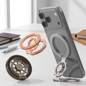 Nouveau <span class=keywords><strong>support</strong></span> de téléphone <span class=keywords><strong>portable</strong></span> pliable en métal pour bureau avec anneau et roulement Fidget Spinner, fixation magnétique double face pour iPhone 17 - Product Image 1