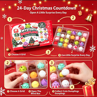 JCSL Calendrier de l'Avent Surprise Fidget Blind Box avec Jouet à Presser en TPE en Forme de Dumpling de Dessin Animé Mignon et Jeu de Compte à Rebours de Noël