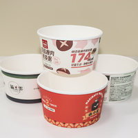 Contenant alimentaire rond imperméable en gros, vente chaude, à emporter, jetable, en papier kraft, bol à salade avec couvercle en papier