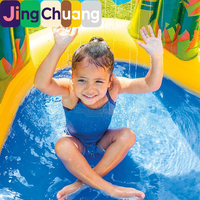 Piscine gonflable pour enfants JingCHuang57444 avec toboggan, bassin à jets épaissi, piscine à balles océaniques, piscine à pataugeoire pour bébé à domicile