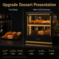 Direkt vom Hersteller: Zweistufige Glas-Bäckereivitrine mit Warm-LED-Beleuchtung für Cafés und Konditoreien - Mindestbestellmenge 1 Stück