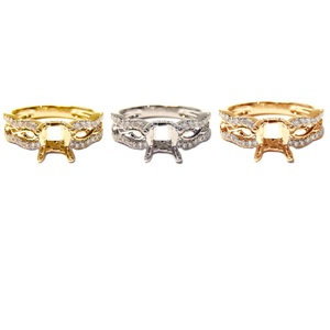 Engage OEM/ODM Design peu coûteux 18k Rose Gold 100% Natural Diamond Fine Jewelry Bagues de fiançailles semi-montantes pour dame - Product Image 4