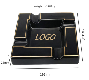Logo personalizzato di lusso rettangolo posacenere in piedi porcellana <span class=keywords><strong>piatto</strong></span> di sigari bianco e nero in ceramica per esterno scatola di fumo di imballaggio - Product Image 4