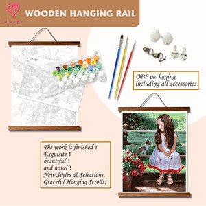 DIY Paint by Numbers Girl and Cat on Garden Bench Frameless <b>Framed</b> Scroll Available Warm Healing Home Wall Decor Oil Painting - Product Image 5