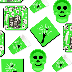 DAMAI New Factory Wholesale Set of Disposable Green Halloween Ghostlight Party Paper Plates - Product Image 2