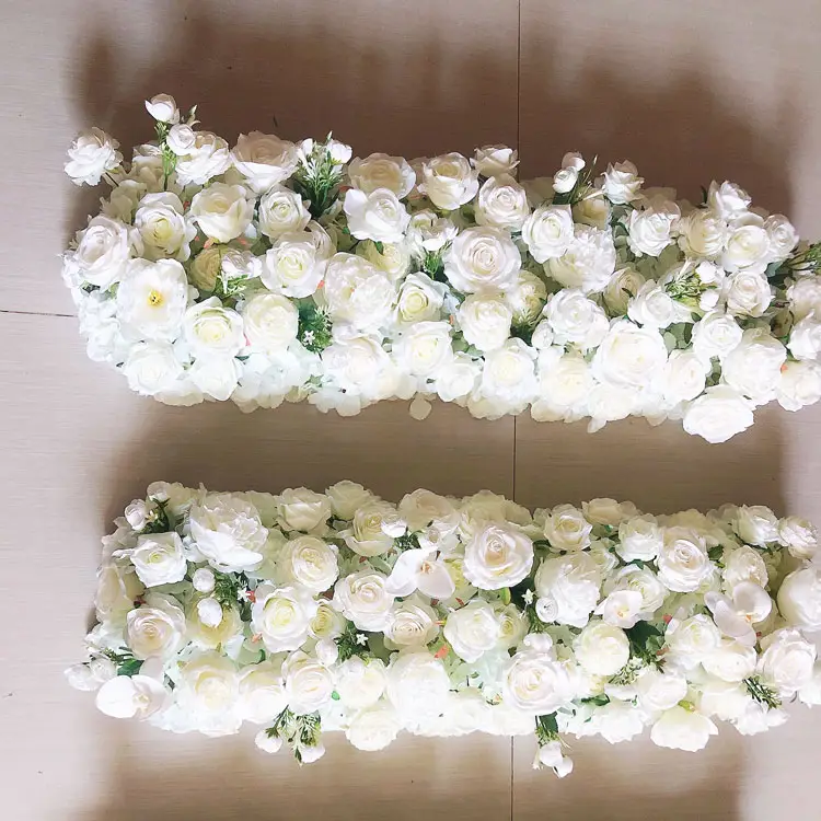 GIGA hot selling 1m white long foam base for flower arrangement customized white carpet runner for wedding table decoration