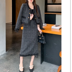 <span class=keywords><strong>Tweed</strong></span> donna autunno Design francese senso piccola fragranza nuovo cappotto corto mezza gonna da donna - Product Image 3