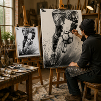 Peinture à l'huile Art Déco 100% faite à la main sur toile de coton 450 GSM avec cadre, tailles personnalisées pour usage domestique et commercial
