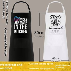 Custom Logo Chef <b>Kitchen</b> Work Bib <b>Apron</b> Polyester Waterproof Sleeveless Pockets Washable Reusable for Household Food Sublimation - Product Image 2