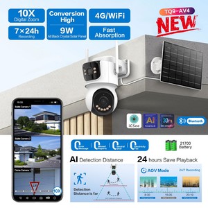 Cámara de Vigilancia Exterior con Doble Lente PTZ, Energía Solar, 4G, Wifi, Intercomunicador de Voz y Almacenamiento en la Nube - Product Image 3