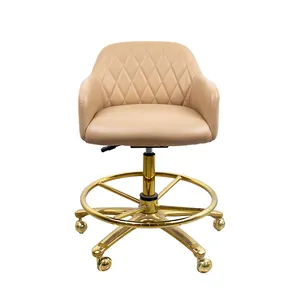 YH เก้าอี้ฝึกเล่นการพนัน,เก้าอี้คาสิโนทรงกลมปรับความสูงได้พร้อมล้อเลื่อนสีทอง