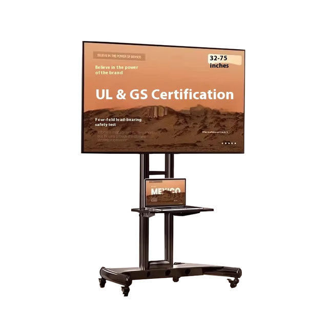 Wholesale for NB Mobile Cart 32-75 Inch LCD TVs Cold Rolled Steel Stand Motorized Wheels for Certified 90 Tilt 200x200mm