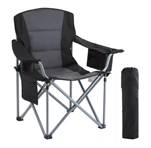 Chaise pliante de camping surdimensionnée, portable, robuste, avec dossier lombaire rembourré et poches latérales - Product Image 1