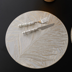 Sets de table de luxe style hôtelier, ronds, résistants à la chaleur, imperméables, protection de table, faciles à nettoyer, cuivre, or, argent - Product Image 1