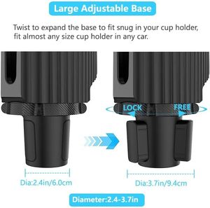Longyang 2 en 1, Portavasos Multifuncional de Plástico para Puerta de Auto de Lujo/Negocios, Adaptador Expandible con Base Ajustable, Soporte para Teléfono Celular - Product Image 2