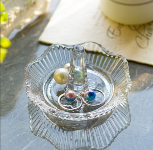 Nordic Ins-Stil Ribeed Pattern Moderner Stil Kristall ring Glas halter Glas Rose Muster Dekorative Tablett Schmuck Geschirr box - Product Image 1