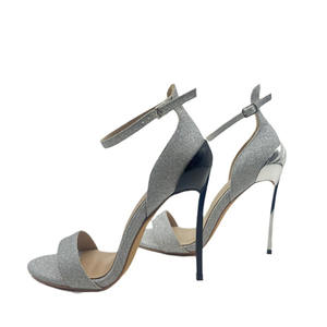 Üretici özel moda düğün gelin ayakkabıları parlak parlak Rhinestone gümüş Strappy kadınlar ve bayanlar için Stiletto sandalet - Product Image 3