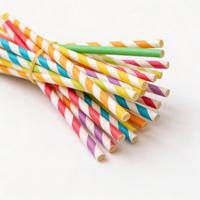 Pailles à boire en papier compostables avec logo, rayures de couleur personnalisées, respectueuses de l'environnement