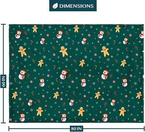 ผ้าห่มโยนขนมปังขิงคริสต์มาส | ผ้าห่มขนแกะสีเขียววันหยุดคริสต์มาส | กระท่อมนุ่มกำมะหยี่อบอุ่นในฤดูหนาว - Product Image 3