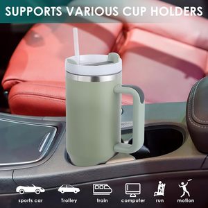 Reusable Double Wall Stainless Steel Vacuum Insulated Tumbler 40 oz Handle Straw 12-24 Hours Thermal Performance Modern Luxury - Product Image 2