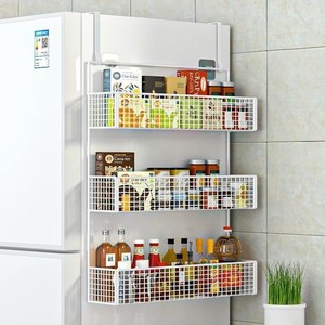 Organisateur de réfrigérateur, étagère latérale multi-niveaux avec crochets pour le rangement de la cuisine, en acier au carbone, installation par crochets - Product Image 3