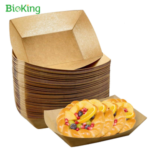 Bioking Tùy Chỉnh Kraft Giấy Bao Bì Cấp Thực Phẩm Không Thấm Mỡ Đi Đi Chiên Gà Chip Và Waffle Thực Phẩm Thuyền Khay Cho Các Bên - Product Image 2