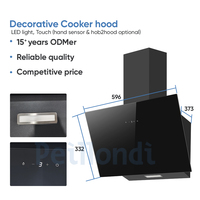 Campana extractora decorativa de pared de 60 cm, campana extractora de cocina de cristal negro con control táctil, campana extractora de cocina, fábrica con más de 15 años de experiencia